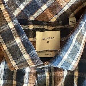 Billy Reid block plaid button shirt